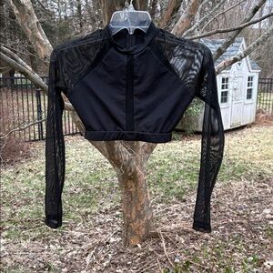Black Mesh Sleeve Crop Top M